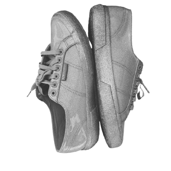 SUPERGA SILVER GLITTERY PATENT METALLIC SNEAKERS - Picture 8 of 8